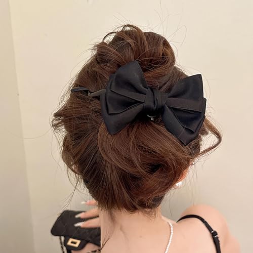Cybche Schleife Satin Haarspange Schwarz Seidenband Schleife Clips Französisch Seide Schleife Haarspangen Bowknot Twist Banane Clip Banane Haarspange Twist Haar Styling Clip Barrette Für Frauen Kopfsc von Cybche