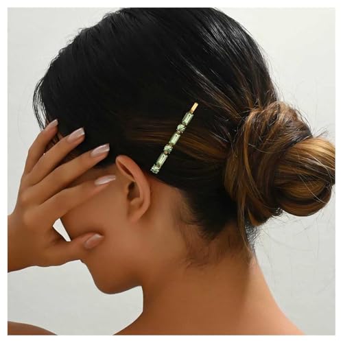 Cybche Smaragdgrüne Haarspange Grüner Kristall Haarspangen Smaragdgrüne Quadratische Clipspange Gold Strass Haarspangen Funkelnder Kristall Haarnadel Unkrautjäten Haarschmuck Für Frauen von Cybche