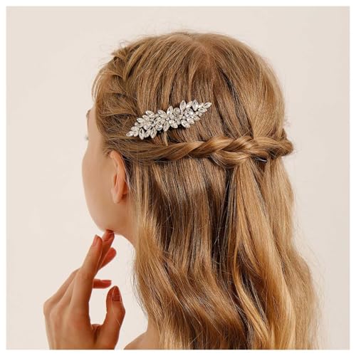 Cybche Strass Haarspangen Kristall Haarspangen Gold Cz Clip Barrette Edelstein Blatt Haarnadel Funkelnde Blätter Haarspangen Braut Haarschmuck Für Frauen Kopfschmuck von Cybche
