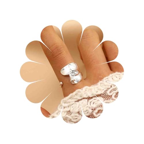 Cybche Vintage Abstrakte Menschliche Gesicht Ringe Einzigartige Maske Halbes Gesicht Band Ringe Offen Einstellbar Skulptur Aussage Ring Silber Geometrische Knöchel Schmuck Für Frauen von Cybche