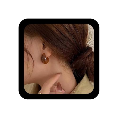 Cybche Vintage Acryl Teardrop Ohrringe Braun Harz Ohrringe Harz Wassertropfen Ohrring Klobig Acryl Reifen Ohrring Aufgeblasen Träne Tropfen Schmuck Für Frauen von Cybche