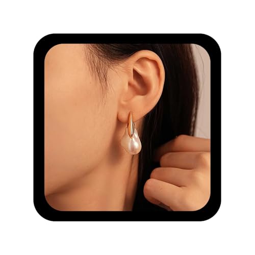 Cybche Vintage Barock Perle Baumeln Ohrringe Große Gold Perle Tropfen Ohrringe Unregelmäßige Perlen Ohrring Hochzeit Braut Ohrring Feuerball Perlen Schmuck Für Frauen von Cybche