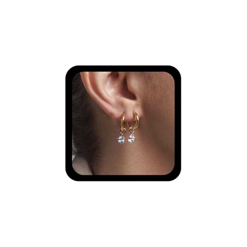 Cybche Vintage Crystal Teardrop Hoop Earrings Gold Cz Hoop Baumeln Ohrringe Edelstein Wassertropfen Baumeln Ohrring Birne Cz Tropfen Ohrring Hochzeit Teardrop Schmuck Für Frauen von Cybche