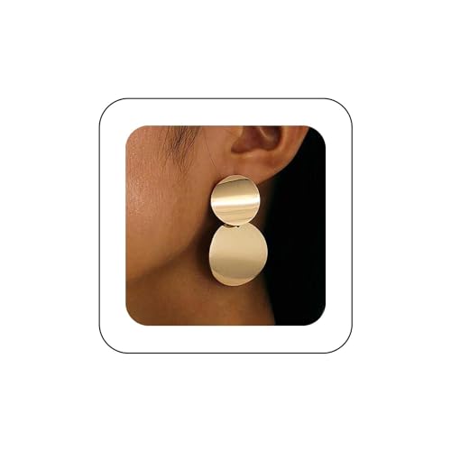 Cybche Vintage Disc Drop Ohrringe Runde Münze Ohrringe Boho Große Scheibe Ohrringe Gold Doppelkreis Ohrringe Geometrischen Kreis Ohrstecker Schmuck Für Frauen von Cybche