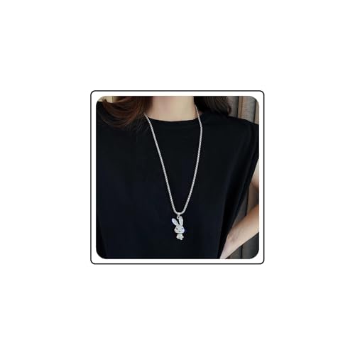 Cybche Vintage Funkelnden Strass Hase Halskette Choker Voll Diamant Cz Kaninchen Anhänger Halskette Silber Niedlichen Tier Hase Box Link Kette Halsketten Schmuck Für Frauen von Cybche