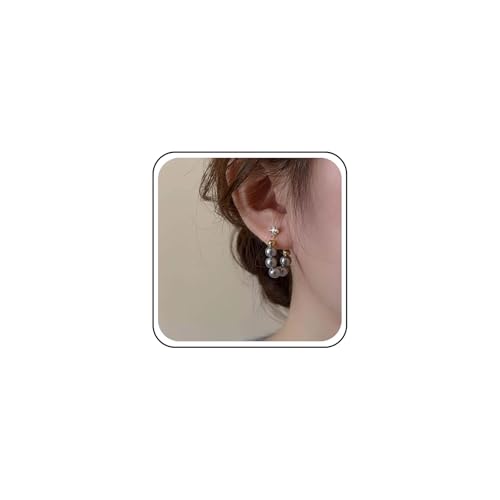 Cybche Vintage Graue Perlenohrringe Perle Reifen Baumeln Ohrringe Gold Winzigen Cz Ohrstecker Kreis Perle Huggie Hoop Ohrringe Hochzeit Perle Vorne Zurück Ohrringe Schmuck Für Frauen von Cybche