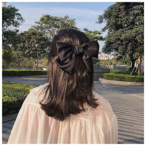 Cybche Vintage Große Satinschleife Haarspange Schwarzer Satinbogenknoten Haarspangen Große Schleife Haarspangen Seide Ribbion Bogen Haarschmuck Für Frauen Kopfschmuck von Cybche
