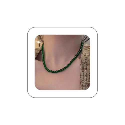 Cybche Vintage Grüne Perlen Halskette Choker Halskette Erstellt Smaragd Perlen Halskette Glasperlen Halskette Grüne Perlen Anhänger Halskette Perlen Strang Halskette Schmuck Für Frauen von Cybche