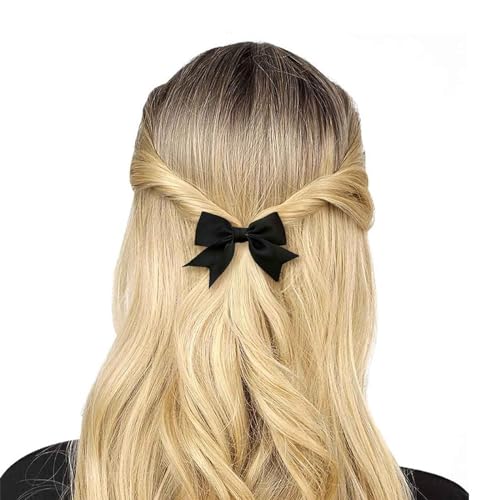 Cybche Vintage Haar Bogen Clips Barrette Schwarz Satin Bowknot Haarspangen Schwanz Seide Bogen Haar Zubehör Kleine Ribbion Bogen Haarspangen Für Frauen Kopfschmuck von Cybche