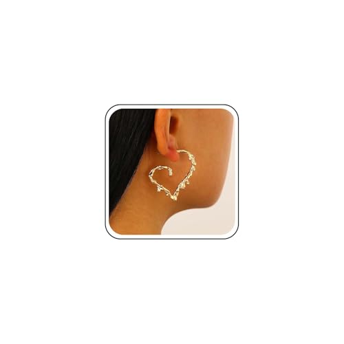 Cybche Vintage Heart Hoop Ohrringe Gold Liquid Heart Dangle Ohrringe hohl offene Herzen Liebe Stollen Ohrring übertreiben Lava Liebesohrringschmuck für Frauen Cybche Vintage Heart Hoop Ohrringe Gold Liquid Heart Dangle Ohrringe hohl offene Herzen Liebe Stollen Ohrring übertreiben Lava Liebesohrringschmuck für Frauen von Cybche