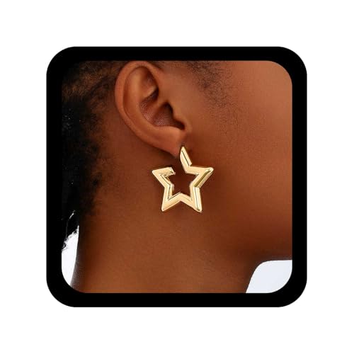 Cybche Vintage Himmlische Stern Ohrringe Gold Stern Offene Ohrringe Sterne Creolen Ohrring Minimal Himmlischen Ohrring Schmuck Für Frauen von Cybche