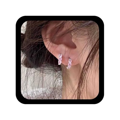 Cybche Vintage Kleine Kristall Hoop Ohrringe Rosa Cz Huggie Ohrringe Strass Kreis Hoops Ohrring Minimalistische Hoop Ohrring Funkelnde Cz Schmuck Für Frauen von Cybche