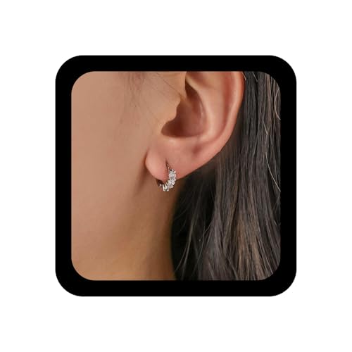 Cybche Vintage Kleine Kristall Hoop Ohrringe Silber Cz Huggie Ohrringe Strass Kreis Hoops Ohrring Minimalistischen Hoop Ohrring Funkelnden Cz Schmuck Für Frauen von Cybche