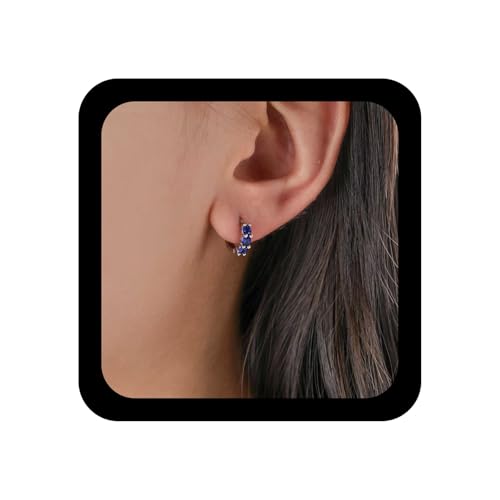 Cybche Vintage Kleine Saphir Hoop Ohrringe Blau Cz Huggie Ohrringe Strass Kreis Hoops Ohrring Minimalistischen Hoop Ohrring Erstellt Saphir Schmuck Für Frauen von Cybche