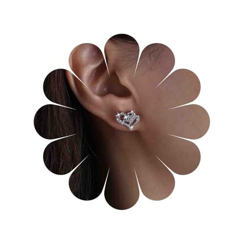 Cybche Vintage Kleine Strass Herz Ohrstecker Ohrringe Funkelnde Zirkonia Ohrringe Silber Zierlich Winzigen Kristall Cz Herz Liebe Minimalistischen Schmuck Für Frauen von Cybche