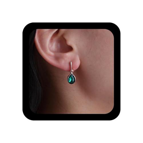 Cybche Vintage Kristall Grün Teardrop Ohrringe Simuliert Smaragd Baumeln Tropfen Ohrringe Hochzeit Cz Wassertropfen Geburtsstein Ohrstecker Schmuck Für Frauen von Cybche