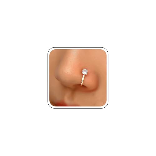 Cybche Vintage Kristall Kreis Nasenring Gold Strass Kreis Nase Manschette Runde Cz Clip Auf Nasenring Kreis Gefälschte Septum Ring Kein Piercing Runde Nase Ring Hoop Schmuck Für Frauen von Cybche