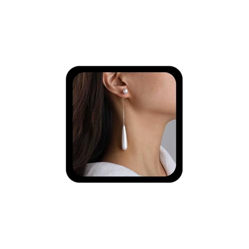 Cybche Vintage Lange Perle Tränenohrringe Perlen Ohr Jacke Ohrringe Gold Perlen Kette Baumeln Ohrring Hochzeit Perlen Ohrstecker Ohrring Vorne Zurück Schmuck Für Frauen von Cybche