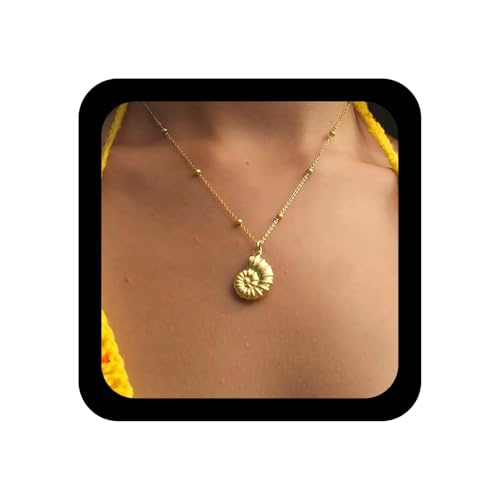 Cybche Vintage Muschel Anhänger Halskette Spiral Muschel Halskette Gold Muscheln Halsketten Ozean Muscheln Anhänger Halsketten Minimal Whelks Schmuck Für Frauen von Cybche