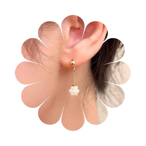 Cybche Vintage Perle Baumeln Tropfen Ohrringe Hochzeit Cluster Perle Lange Quaste Kette Ohrringe Minimalistischen Gold Kleine Kugel Perle Ohrstecker Schmuck Für Frauen von Cybche