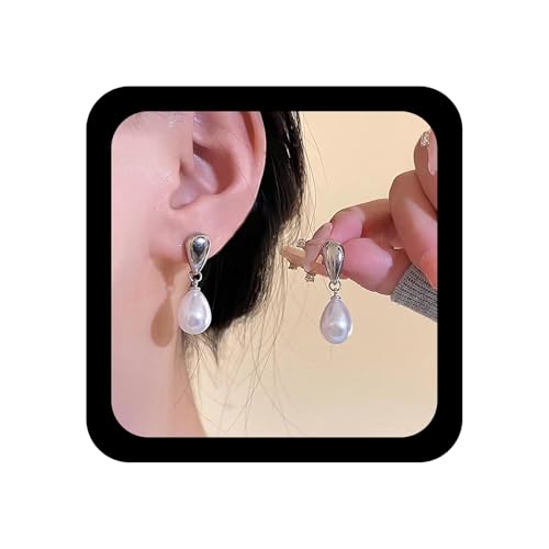 Cybche Vintage Perle Baumeln Tropfen Ohrringe Silber Metall Träne Ohrstecker Minimalistische Hochzeit Wassertropfen Perle Ohrringe Schmuck Für Frauen von Cybche