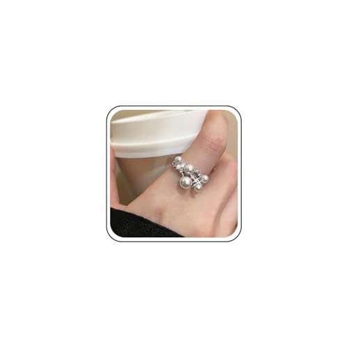 Cybche Vintage Perle Kristall Offenen Fingerring Silber Hohl Einstellbar Cz Knöchel Ring Funkelnde Hochzeit Cluster Perle Strass Schmuck Für Frauen von Cybche
