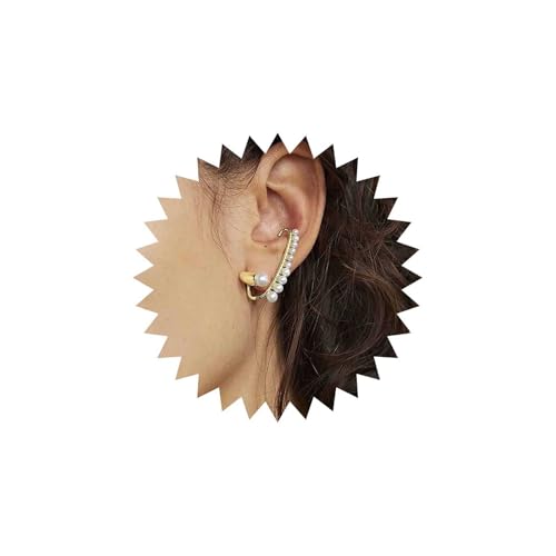 Cybche Vintage Perlenohrringe Goldperlen Ohrstecker Perlenmanschetten Ohrringe Perlenknorpel Manschettenohrringe Hochzeit Perlenohrringe Perlenkriechermanschetten Ohrringe Schmuck Für Frauen von Cybche