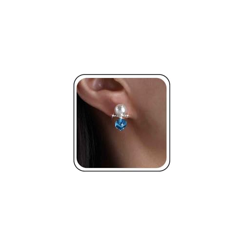 Cybche Vintage Saphir Perlen Ohrringe Gold Cz Perle Ohrstecker Blau Kristall Quadrat Ohrring Saphir Quadrat Ohrstecker Hochzeit Brautschmuck Für Frauen von Cybche