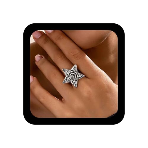 Cybche Vintage Spirale Stern Ring Silber Einstellbar Offen Seestern Ring Wirbel Stern Knöchel Fingerringe Sommer Ozean Seestern Aussage Ringe Schmuck Für Frauen von Cybche