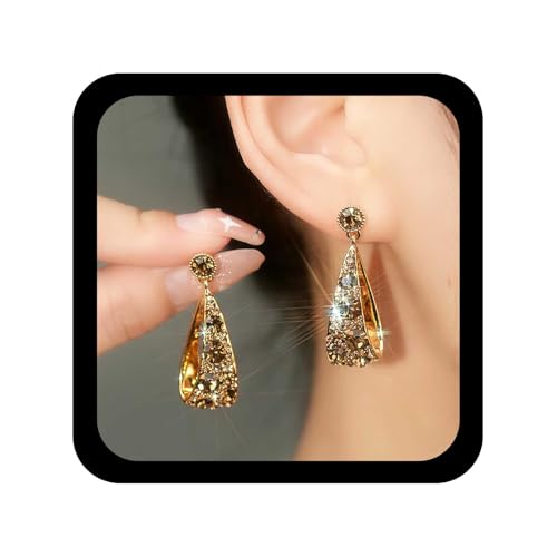 Cybche Vintage Strass Tropfen Ohrringe Gelb Kristall Tropfen Ohrringe Hohl Cz Wassertropfen Ohrring Edelstein Kronleuchter Ohrring Strass Brautschmuck Für Frauen von Cybche