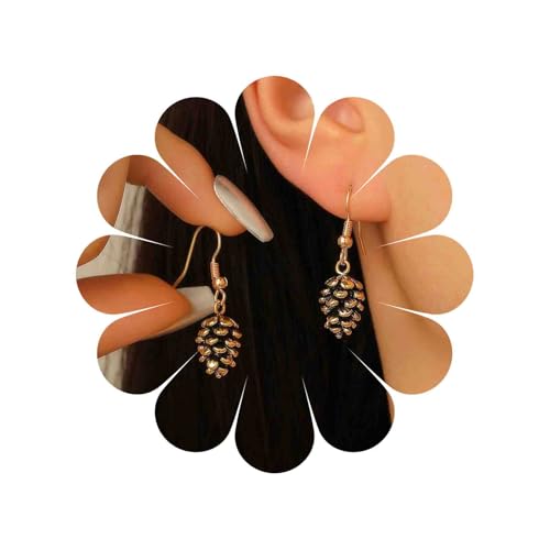 Cybche Vintage Tannenzapfen Ohrringe 3d Tannenzapfen Baumeln Tropfen Ohrringe Gold Niedlich Herbst Früchte Haken Ohrring Urlaub Schmuck Für Frauen von Cybche
