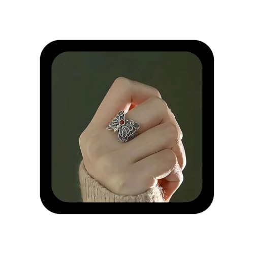 Cybche Vintage Verstellbarer Schmetterlingsring Silber Schmetterling Fingerring Ethnisch Geschnitzt Filigrane Insektenringe Schmuck Für Frauen von Cybche