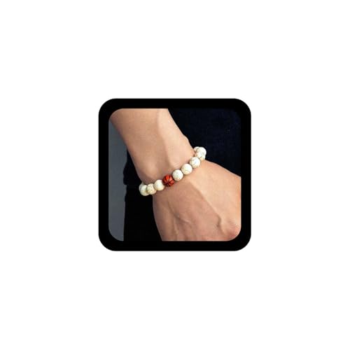 Cybche Vintage Weiß Türkis Armband Howlite Kristall Armband Basketball Armbänder Howlite Perlen Armbänder Erstellt Türkis Handkette Schmuck Für Frauen von Cybche