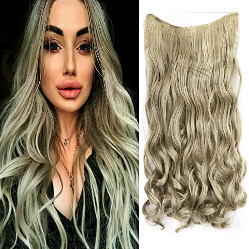 Cybelleza 45cm Haarextension Gummiband Lang Gewellt 1 Tresse Haarverlängerungen Haarteile Secrets Wire Hair Extensions mit Unsichtbarem Draht Synthetisches Haar für Frauen (Schmutzige Blondine) von Cybelleza