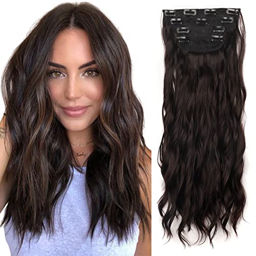 Cybelleza Clip in Extensions Kunsthaar Gewellt 4PCS 55cm 180g Haarverlängerung Clips Dunkelbraun Haarverdichtung Synthetik Dicke Haarextension Wellig Lang Clip in Haarteil für Frauen Lockig Cybelleza Clip in Extensions Kunsthaar Gewellt 4PCS 55cm 180g Haarverlängerung Clips Dunkelbraun Haarverdichtung Synthetik Dicke Haarextension Wellig Lang Clip in Haarteil für Frauen Lockig von Cybelleza