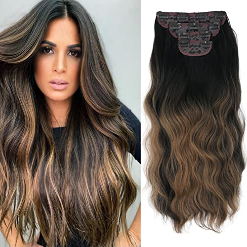 Cybelleza Clip in Extensions Kunsthaar Gewellt 4PCS 55cm 180g Haarverlängerung Clips Haarverdichtung Synthetik Dicke Haarextension Wellig Lang Clip in Haarteil für Frauen, Braun ombre karamellblond Cybelleza Clip in Extensions Kunsthaar Gewellt 4PCS 55cm 180g Haarverlängerung Clips Haarverdichtung Synthetik Dicke Haarextension Wellig Lang Clip in Haarteil für Frauen, Braun ombre karamellblond von Cybelleza