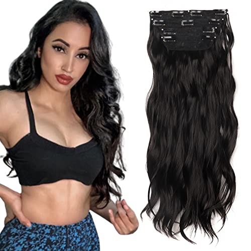 Cybelleza Clip in Extensions Kunsthaar Gewellt 4PCS 55cm 180g Haarverlängerung Clips Schwarz Braun Haarverdichtung Synthetik Dicke Haarextension Wellig Lang Clip in Haarteil für Frauen Lockig Cybelleza Clip in Extensions Kunsthaar Gewellt 4PCS 55cm 180g Haarverlängerung Clips Schwarz Braun Haarverdichtung Synthetik Dicke Haarextension Wellig Lang Clip in Haarteil für Frauen Lockig von Cybelleza