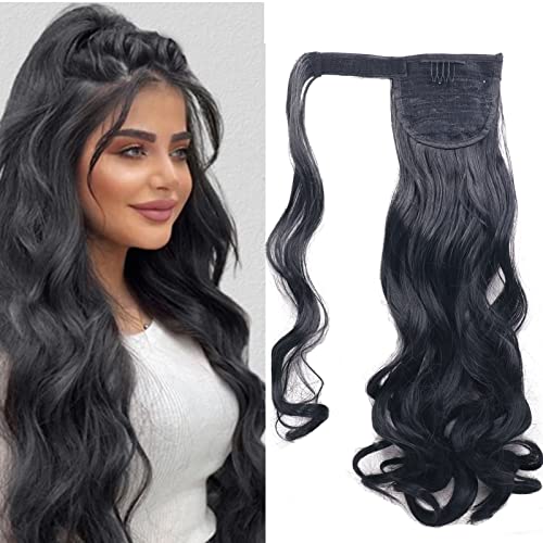 Pferdeschwanz Extensions Locken Zopf Haarteil Gewellt Haarverlängerungen Haarteil Synthetik Haarverlängerung für Frauen wie Echthaar Natürliches, Schwarz Pferdeschwanz Extensions Locken Zopf Haarteil Gewellt Haarverlängerungen Haarteil Synthetik Haarverlängerung für Frauen wie Echthaar Natürliches, Schwarz von Cybelleza