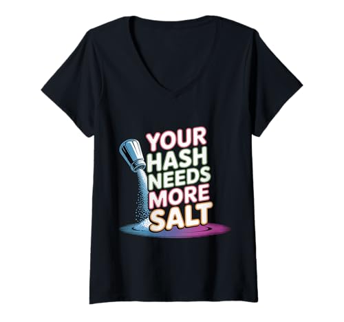 Damen Your Hash Needs More Salt Cybersecurity Pun -Software |- T-Shirt mit V-Ausschnitt Damen Your Hash Needs More Salt Cybersecurity Pun -Software |- T-Shirt mit V-Ausschnitt von Cyber -Programmierer Sicherheit