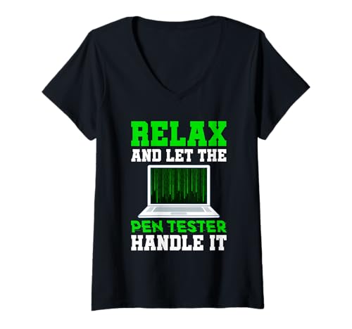 Damen Relax Pen Tester im Handle-It-Design T-Shirt mit V-Ausschnitt Damen Relax Pen Tester im Handle-It-Design T-Shirt mit V-Ausschnitt von Cyber Security Designs