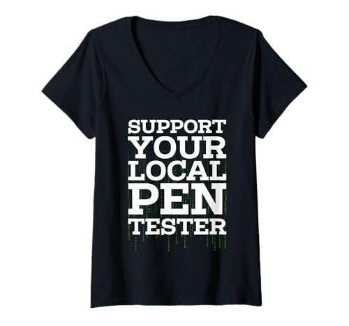 Damen Unterstützen Sie Ihr lokales Stifttester-Design T-Shirt mit V-Ausschnitt Damen Unterstützen Sie Ihr lokales Stifttester-Design T-Shirt mit V-Ausschnitt von Cyber Security Enthusiast