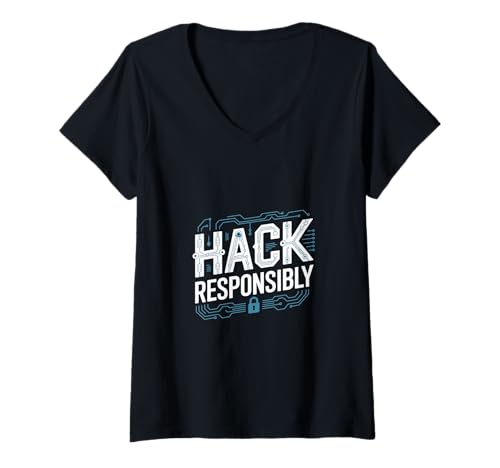 Damen Penetrationstests "HACK RESPONSIBLY" Cybersicherheit T-Shirt mit V-Ausschnitt Damen Penetrationstests "HACK RESPONSIBLY" Cybersicherheit T-Shirt mit V-Ausschnitt von Cyber Security Enthusiasts