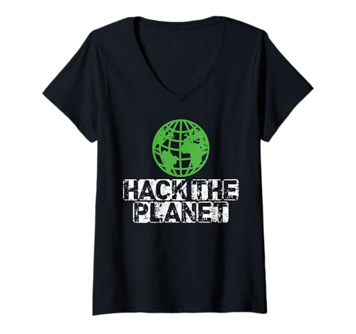 Damen Hack The Planet Cybersecurity Hacker Programmierer IT T-Shirt mit V-Ausschnitt Damen Hack The Planet Cybersecurity Hacker Programmierer IT T-Shirt mit V-Ausschnitt von Cyber Security Ethical Hacker Programmierer IT Ner