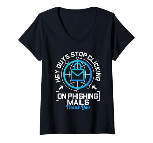 Damen Cyber Security Hacker-Programmierer Hey Guys Cybersicherheit T-Shirt mit V-Ausschnitt Damen Cyber Security Hacker-Programmierer Hey Guys Cybersicherheit T-Shirt mit V-Ausschnitt von Cyber Security Graphic For Hacker & IT Technician