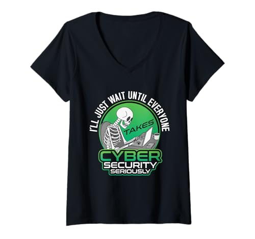 Damen IT-Techniker ernsthaft hacken Programmierer Cybersicherheitshacker T-Shirt mit V-Ausschnitt von Cyber Security Graphic For Hacker & IT Technician