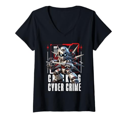 Damen Cracking Cyber Crime Cybersecurity IT Tech Cyber Security T-Shirt mit V-Ausschnitt Damen Cracking Cyber Crime Cybersecurity IT Tech Cyber Security T-Shirt mit V-Ausschnitt von Cyber Security Tech Engineer IT Analyst