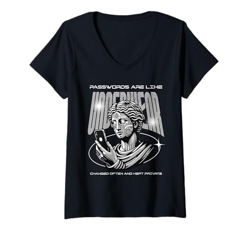 Damen Funny Cybersecurity Passwords Are Like Underwear T-Shirt mit V-Ausschnitt Damen Funny Cybersecurity Passwords Are Like Underwear T-Shirt mit V-Ausschnitt von Cyber Security Tech Engineer IT Analyst