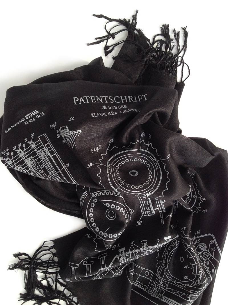 Enigma Maschinenschal. Krypto, Chiffre, Bambus Pashmina. Patent Zeichnung. Geschenk Für Coder, Kryptographie, Informatik, Programmierer von Cyberoptix