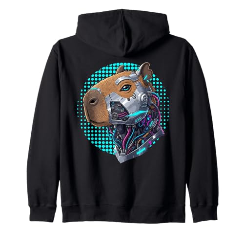 Cyborg Cyberpunk Capybara Cybernetic Herren Damen Kinder Kapuzenjacke von Cyberpunk Capybara Graphic Co.