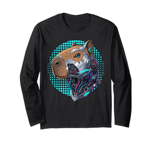 Cyborg Cyberpunk Capybara Cybernetic Herren Damen Kinder Langarmshirt von Cyberpunk Capybara Graphic Co.